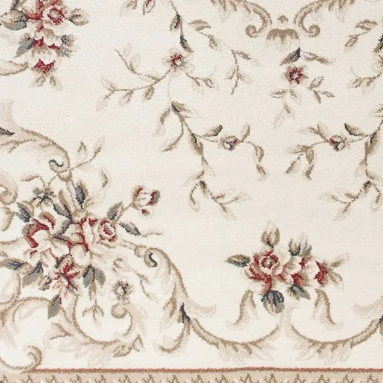 5' X 8' Ivory And Red Floral Area Rug