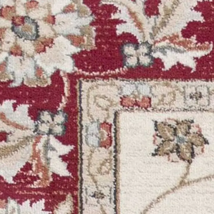 5' X 8' Ivory And Red Floral Area Rug