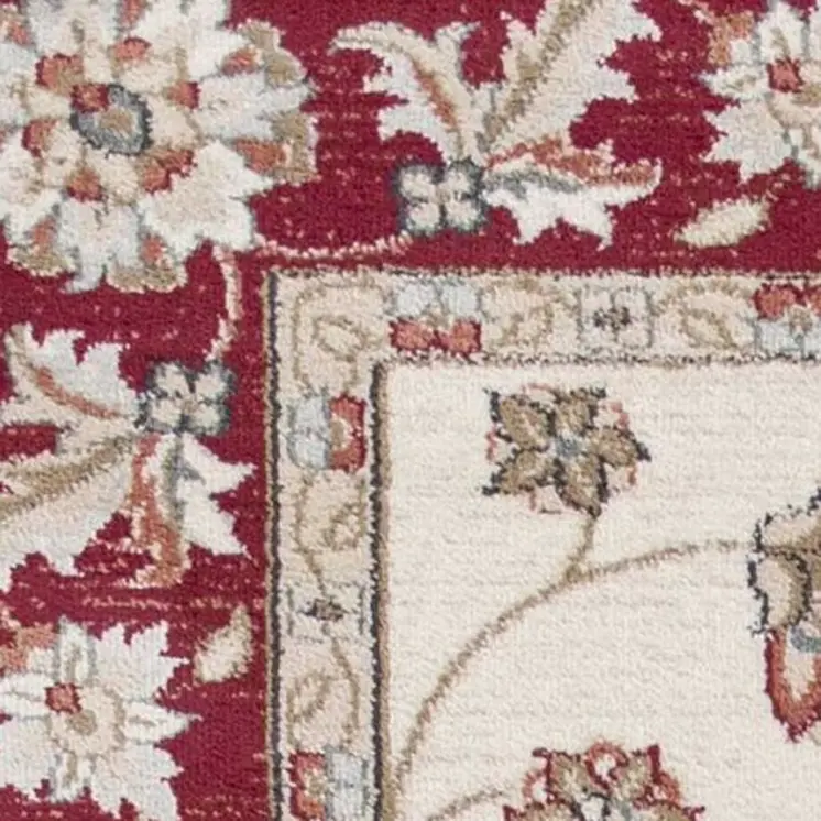5' X 8' Ivory And Red Floral Area Rug