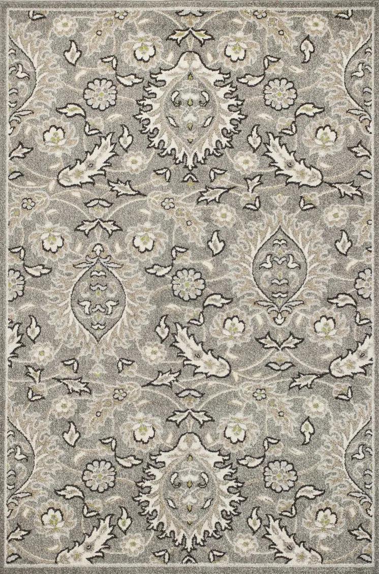 5' X 8' Grey Medallion Uv Treated Area Rug