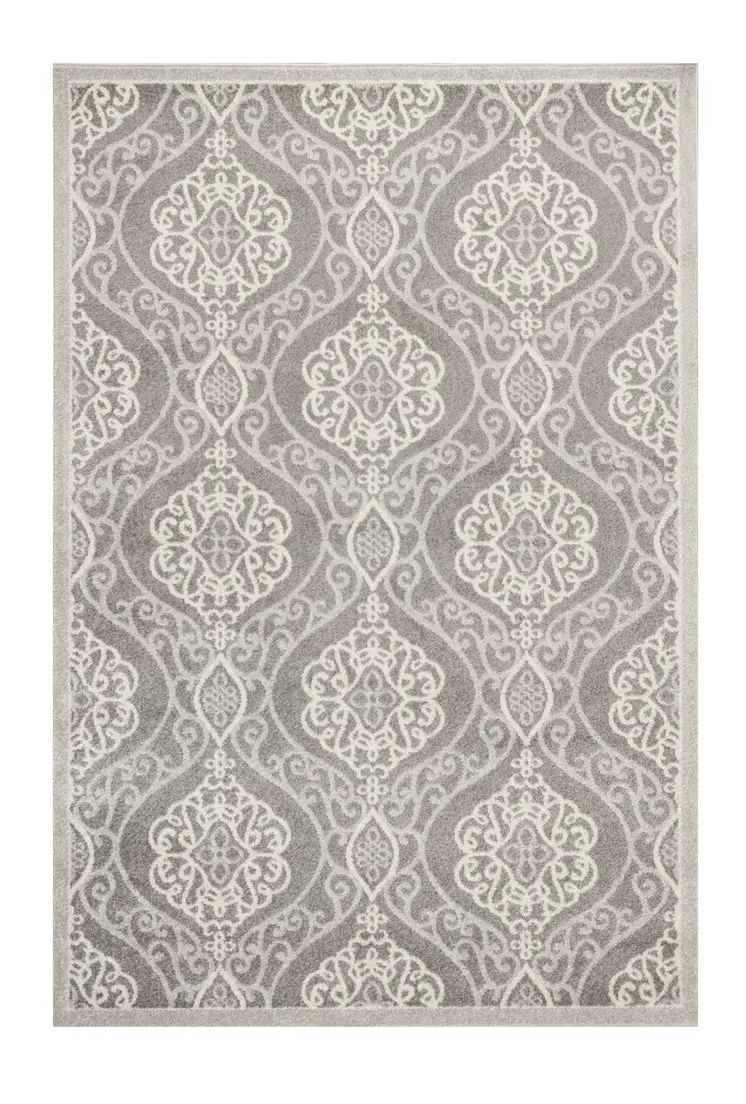 5' X 8' Silver Moroccan Indoor Outdoor Area Rug