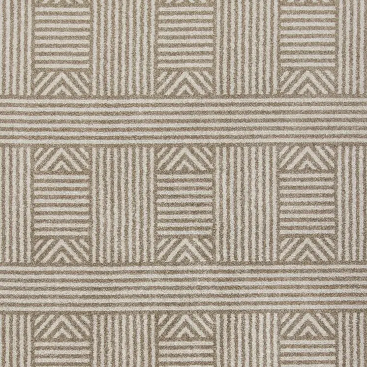 5' X 8' Beige And Ivory Geometric Indoor Outdoor Area Rug