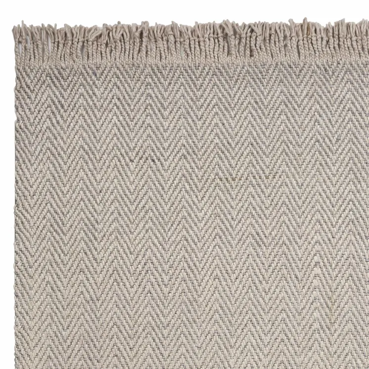 3' X 5' Oatmeal Beige Wool Chevron Hand Woven Area Rug