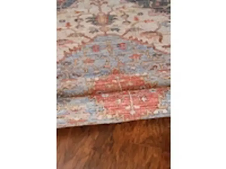 8' X 10' Blue Red Hand Woven Diamond Medallion Indoor Area Rug