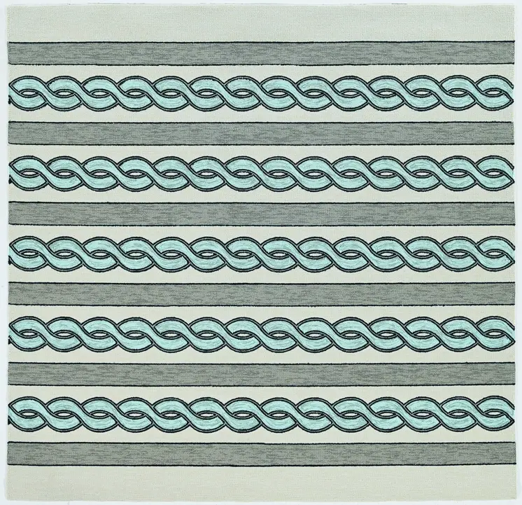 7' X 7' Ivory Tribal Hand Hooked Area Rug