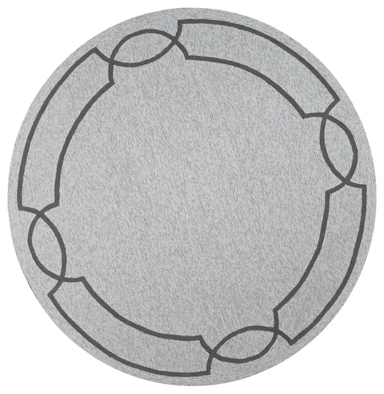 7' Ivory And Brown Round Geometric Handmade Indoor Outdoor Area Rug