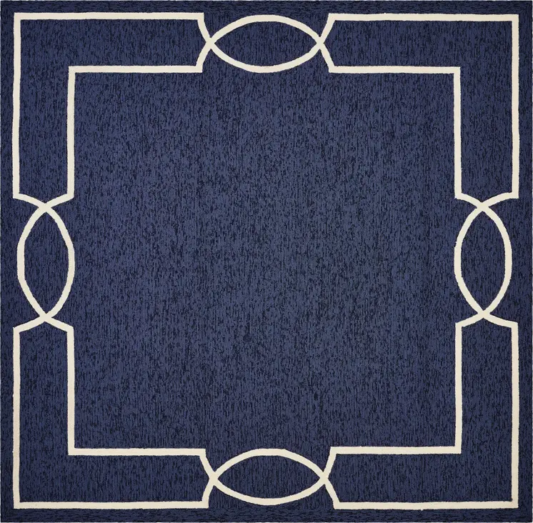 7' X 7' Ocean Blue Hand Hooked Area Rug