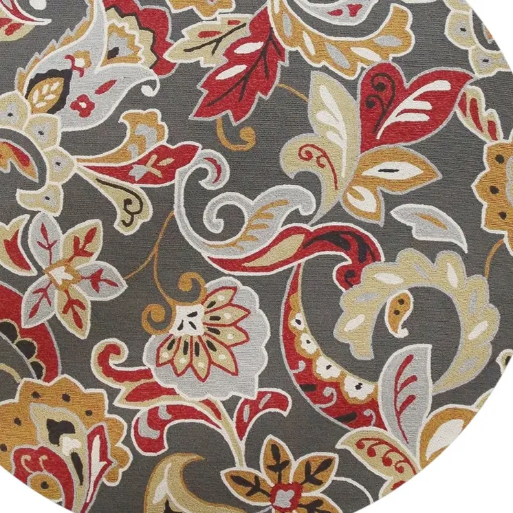 7' Taupe Round Hand Tufted Area Rug With UV Protection
