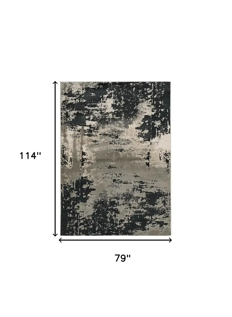 6' X 9' Black and Silver Area Rug