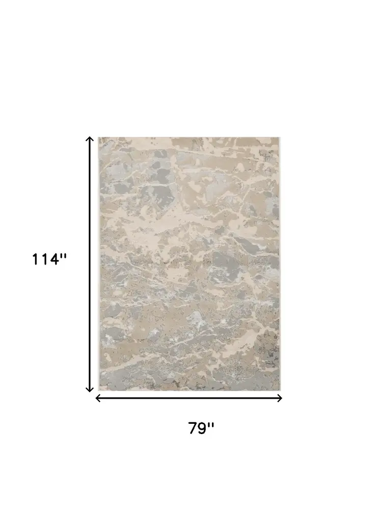 7' X 10' Sand Gray And Beige Abstract Area Rug