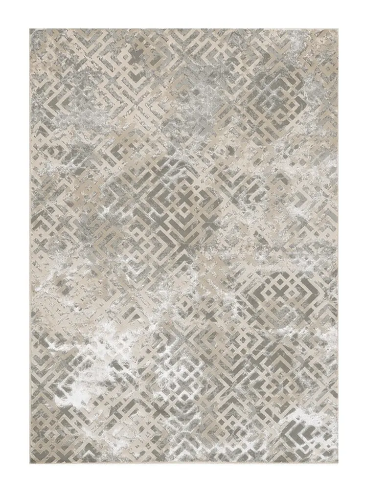 6' X 9'  Polyester Sand Silver Area Rug