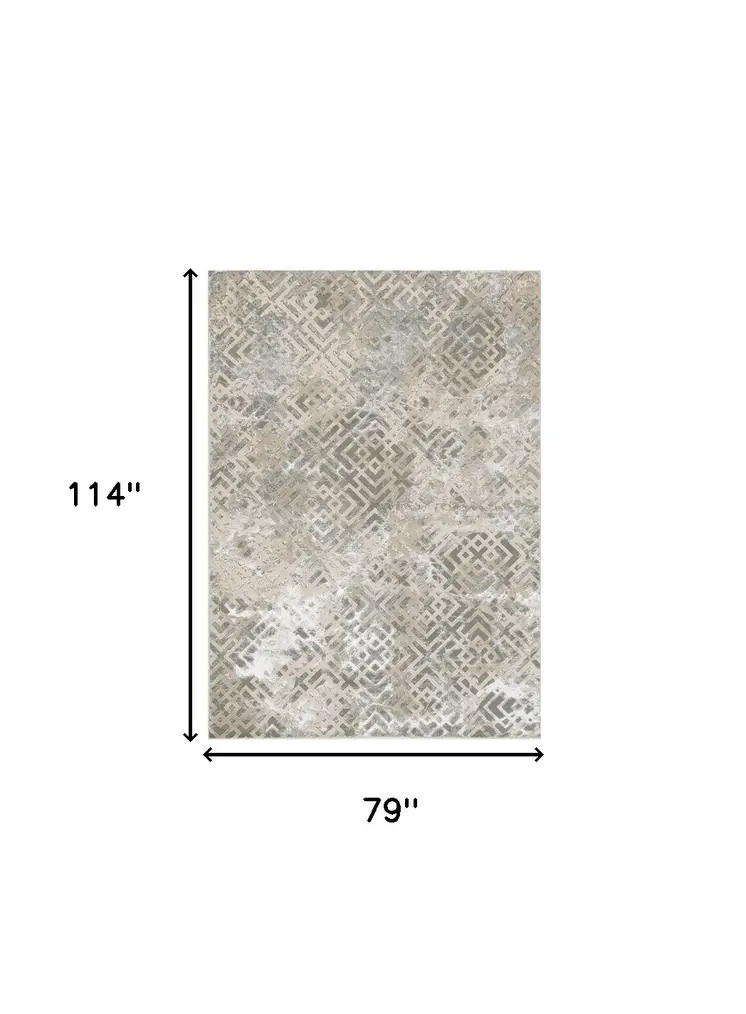 6' X 9'  Polyester Sand Silver Area Rug