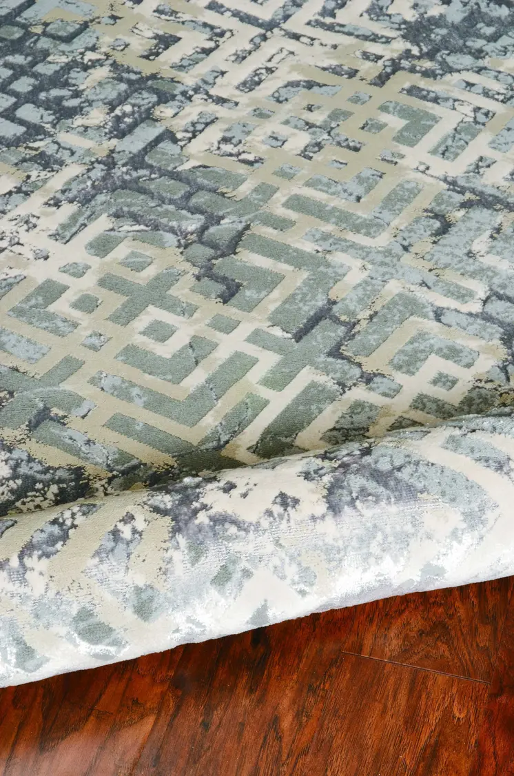 6' X 9'  Polyester Sand Silver Area Rug