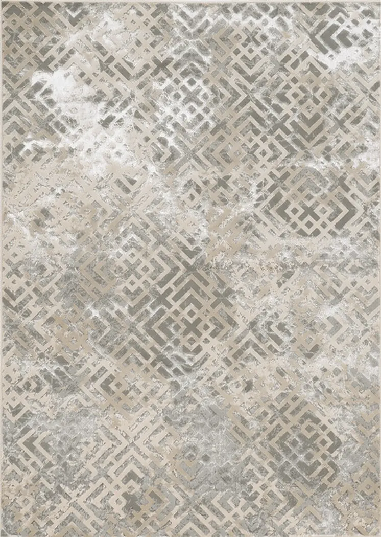 6' X 9'  Polyester Sand Silver Area Rug