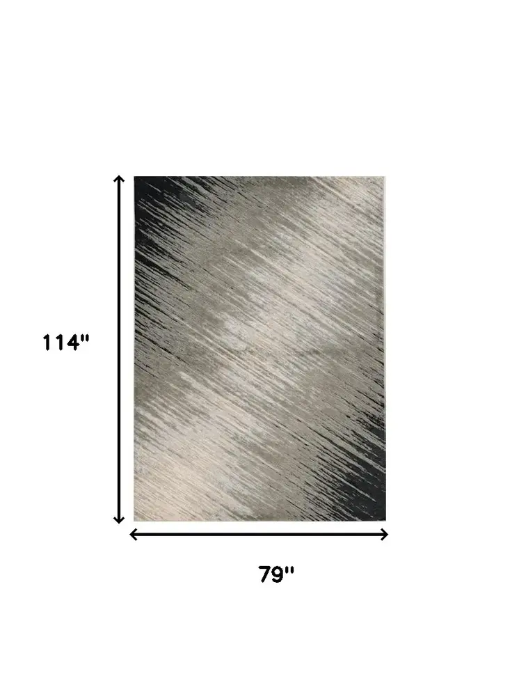 7' X 10' Silver And Gray Ombre Area Rug