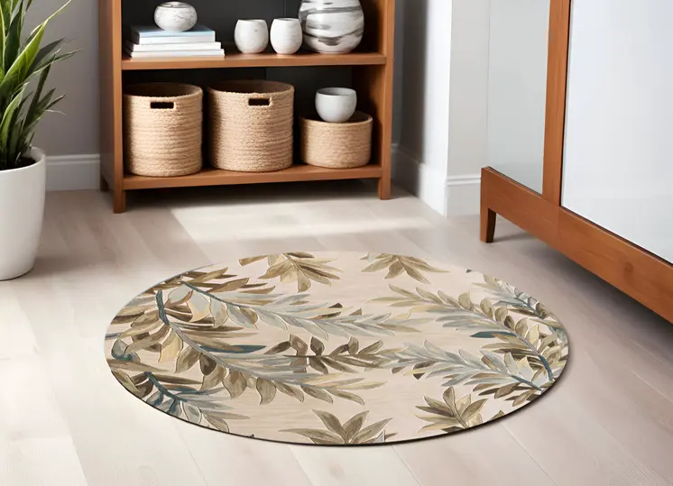 6' Ivory Round Wool Hand Tufted Area Rug