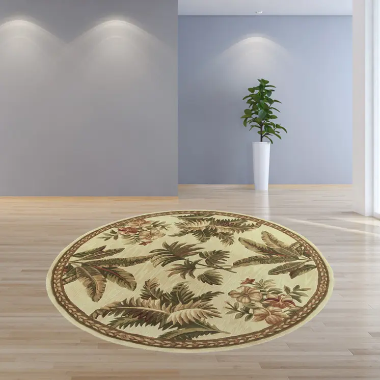 5' Round  Wool Ivory  Area Rug
