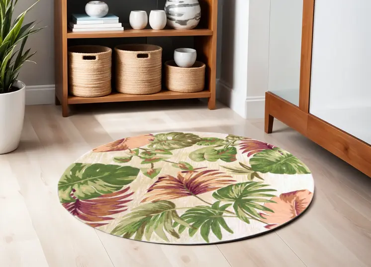 6' Beige Round Wool Hand Tufted Area Rug