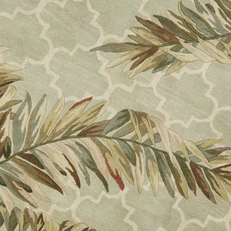 6' Sage Round Wool Tropical Botanical Hand Tufted Area Rug