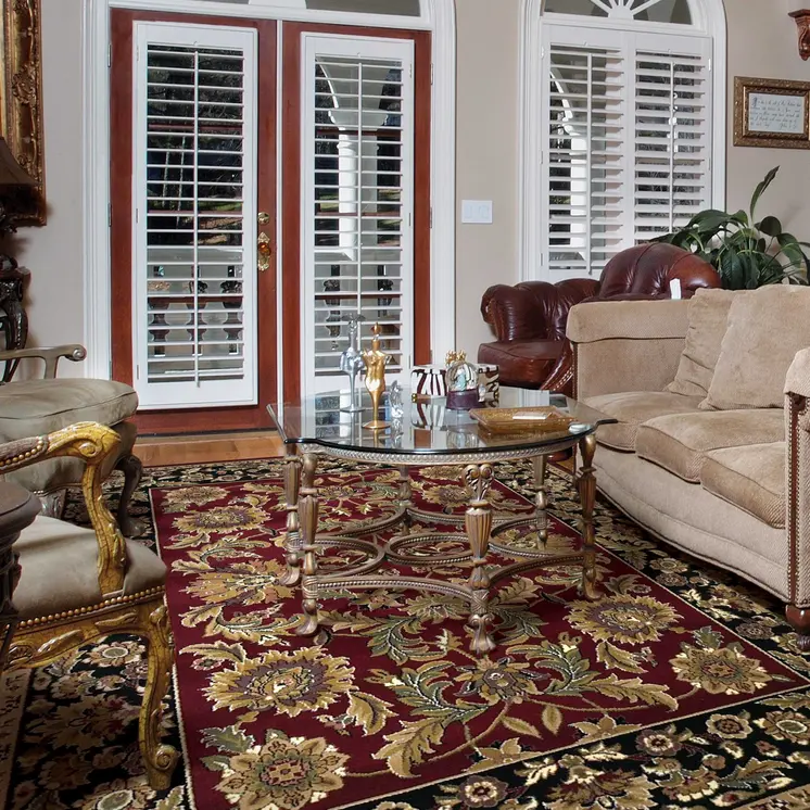 8' X 11' Red And Black Floral Area Rug