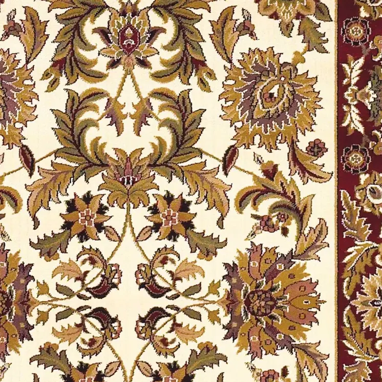 7' X 10' Red and Ivory Area Rug