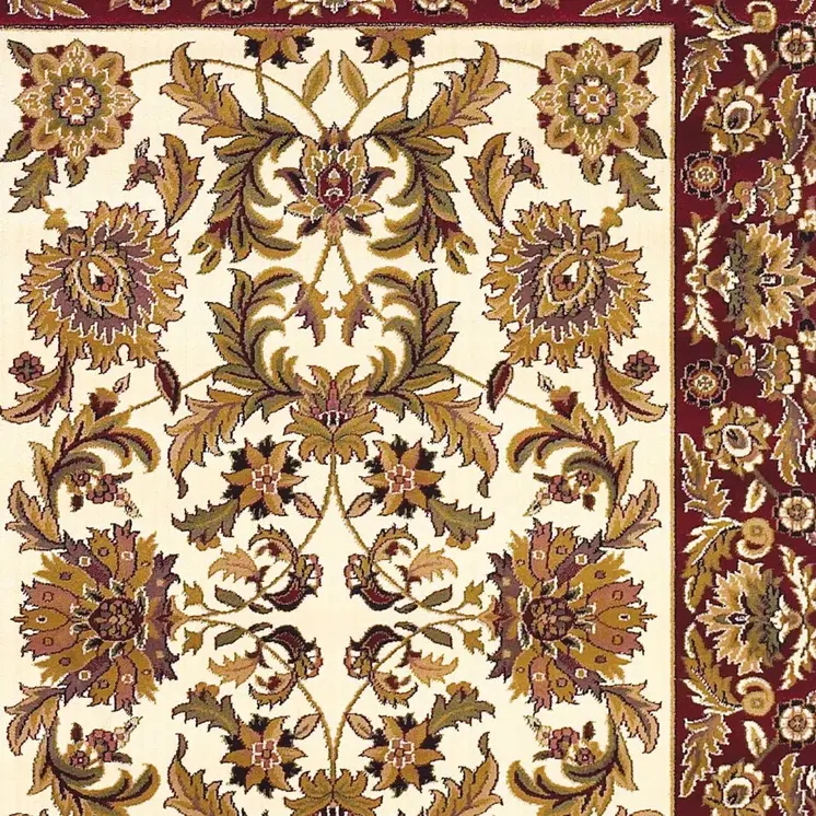 7' X 10' Red and Ivory Area Rug