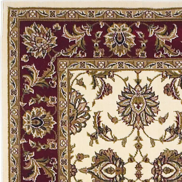 7' X 10' Red and Ivory Area Rug