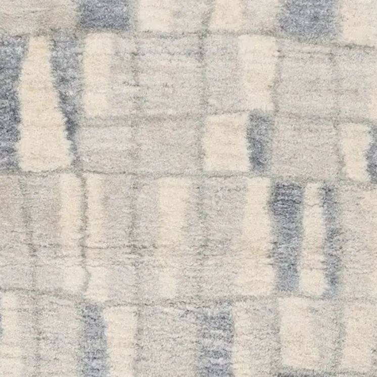 7' X 9' Ivory and Blue Area Rug