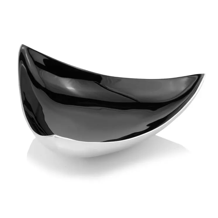14" Black and Silver Aluminum Triangular Bowl