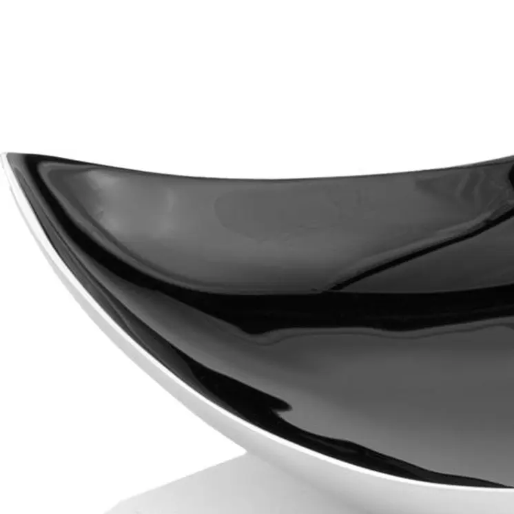 14" Black and Silver Aluminum Triangular Bowl