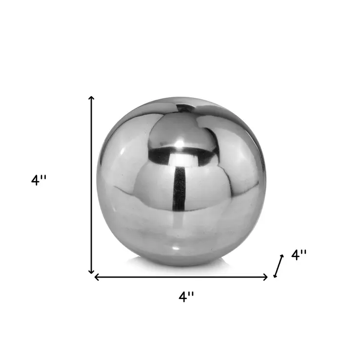 4" Silver Buffed Aluminum Decorative Orb