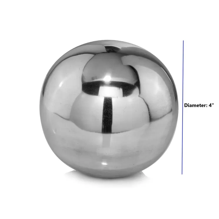 4" Silver Buffed Aluminum Decorative Orb