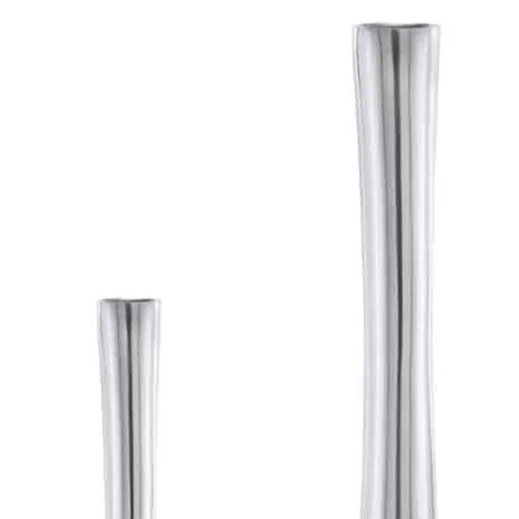 Set of Two Silver Aluminum Novelty Table Vases