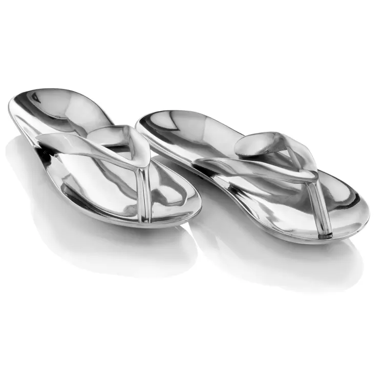 10" Silver Buffed Aluminum Flip Flop Tabletop Sculpture