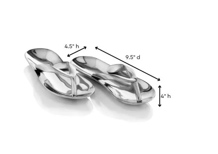 10" Silver Buffed Aluminum Flip Flop Tabletop Sculpture