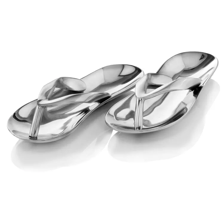 10" Silver Buffed Aluminum Flip Flop Tabletop Sculpture