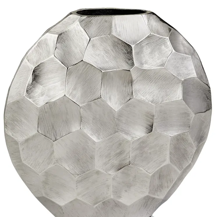 12" Silver Aluminum Cylinder Table Vase