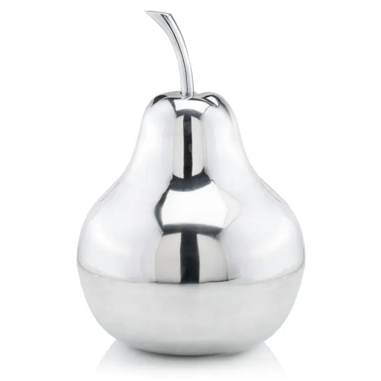 17" Silver Buffed Aluminum Decorative Pear Tabletop Sculpture
