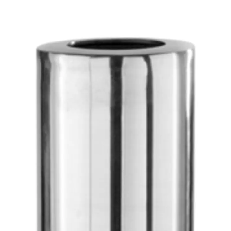 48" Silver Cylinder Aluminum Floor Vase