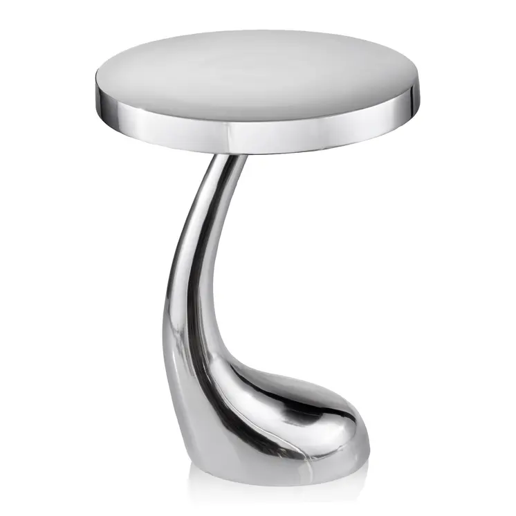 21" Silver Aluminum Round Abstract End Table