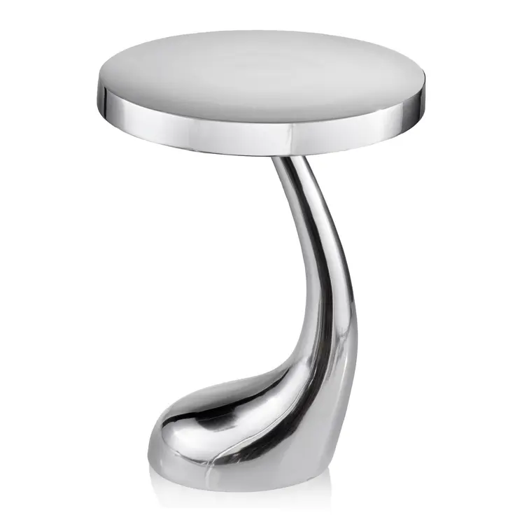 21" Silver Aluminum Round Abstract End Table