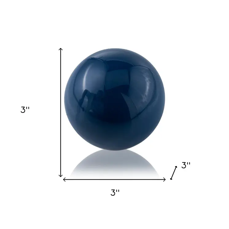 3" Blue Aluminum Decorative Orb Tabletop Sculpture