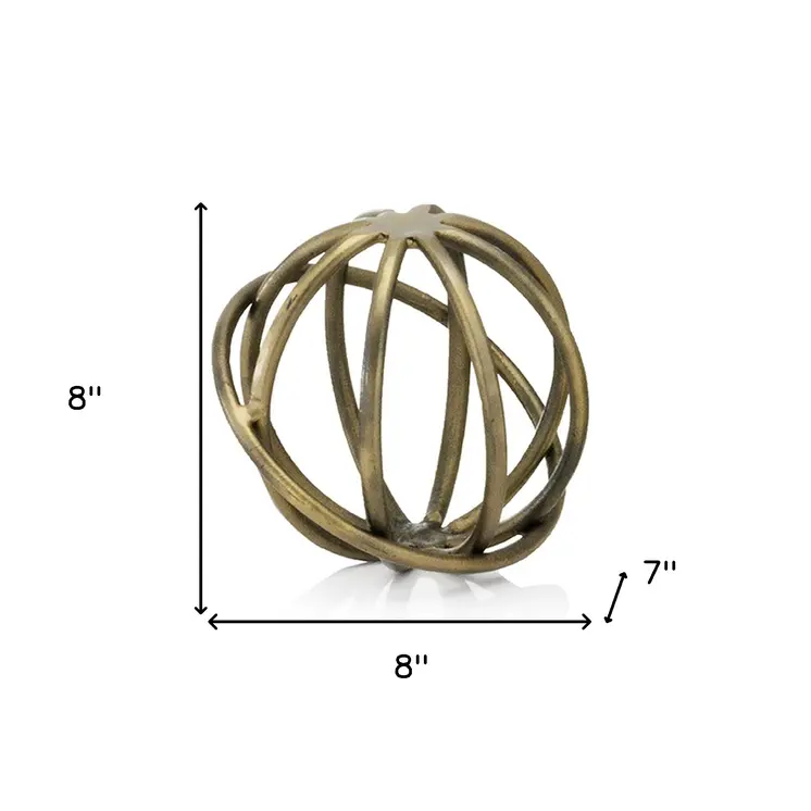 7" Bronze Cast Iron Decorative Orb Tabletop Sculpture