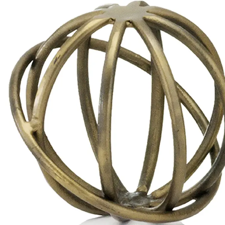 7" Bronze Cast Iron Decorative Orb Tabletop Sculpture