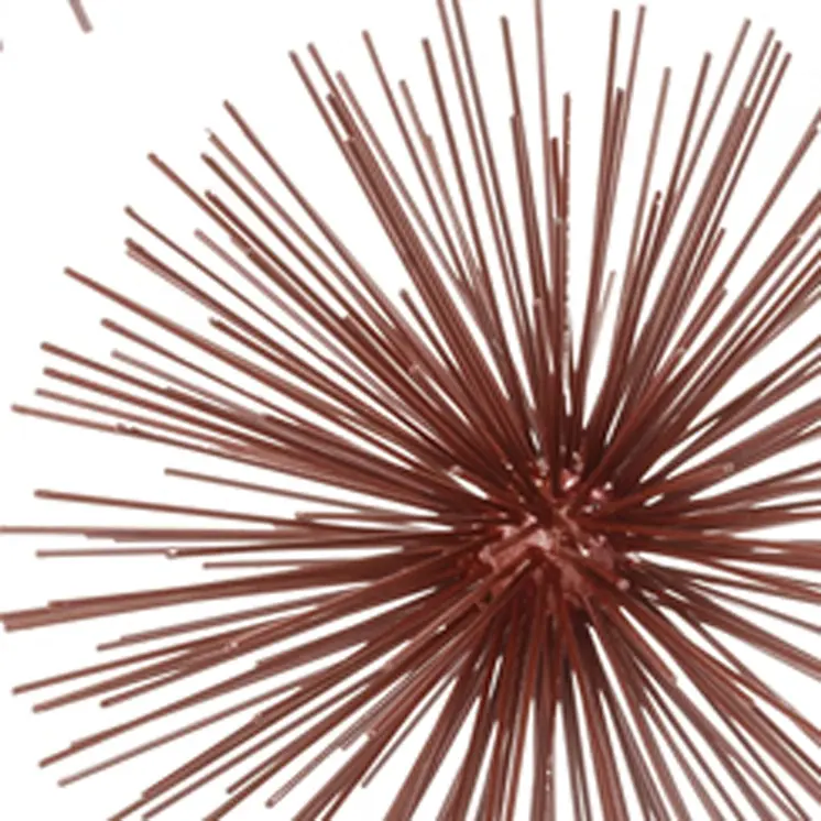10" Red Iron Decorative Spiky Sphere Tabletop Sculpture
