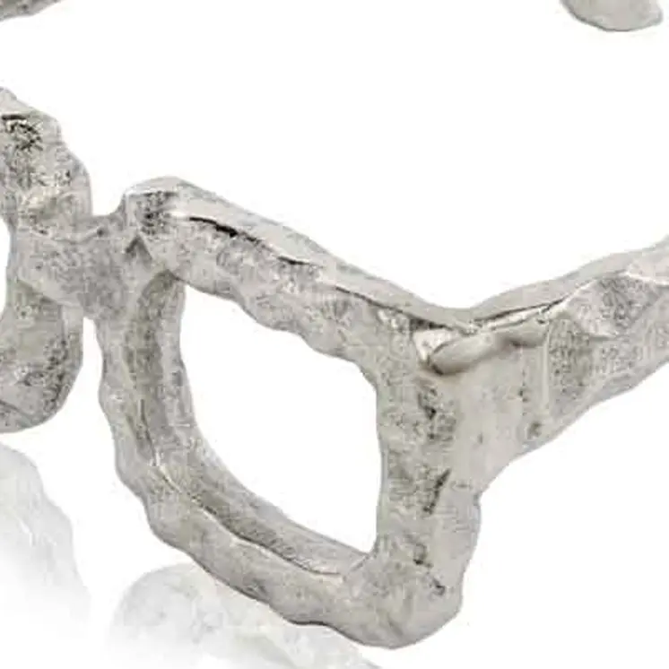7" Silver Aluminum Textured Square Eyeglasses Tabletop Sculpture
