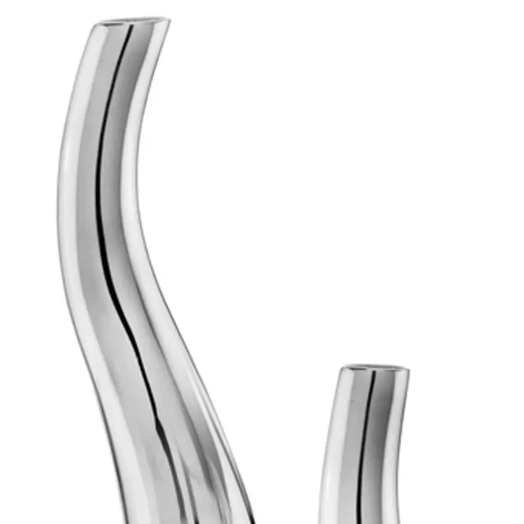 Set of Two Silver Aluminum Squiggly Vases