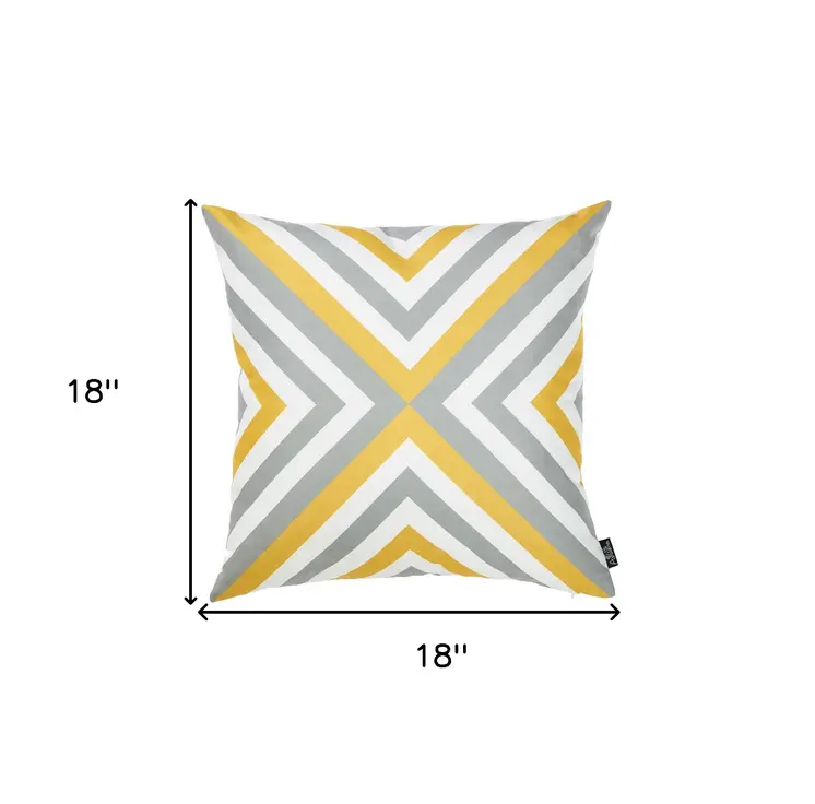18" Gray and White Fabrc Throw Pillow Cover