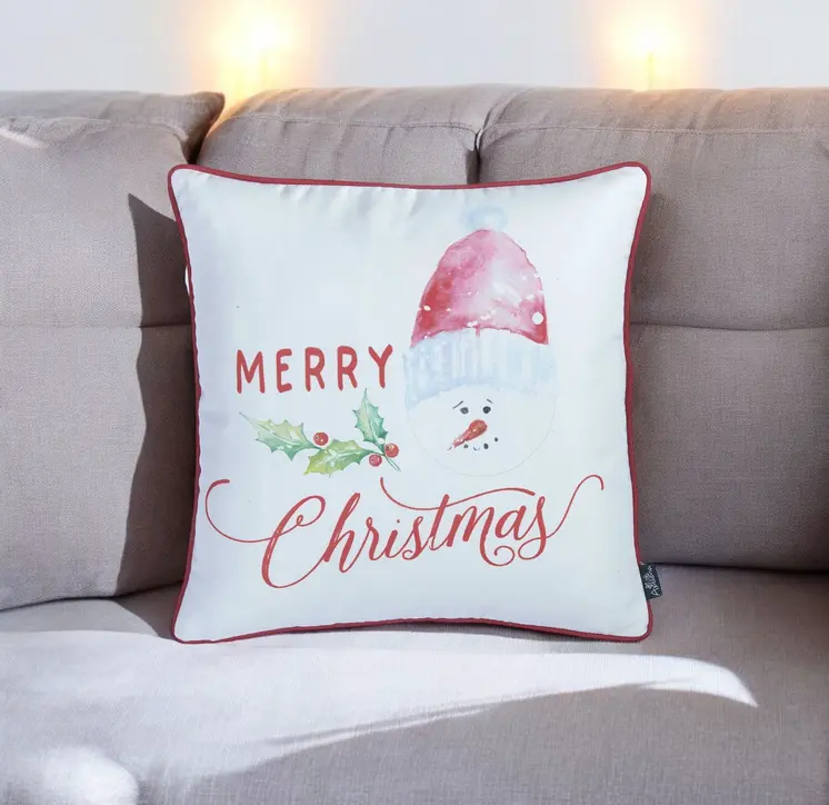 18"X18" Merry Christmas Printed Decorative Throw Pillow Cover