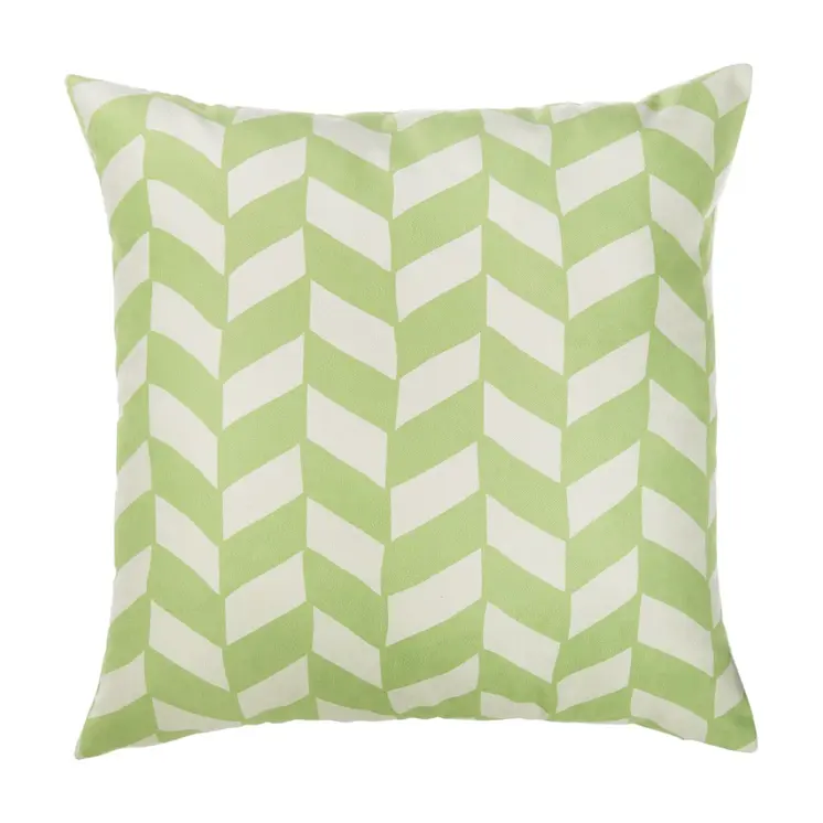 18" Green and White Geometric Throw Pillow Cover